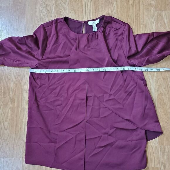NEW! H Halston Long Sleeve Scarf Detail Blouse Top - size XS in Port Royale. - Picture 8 of 10